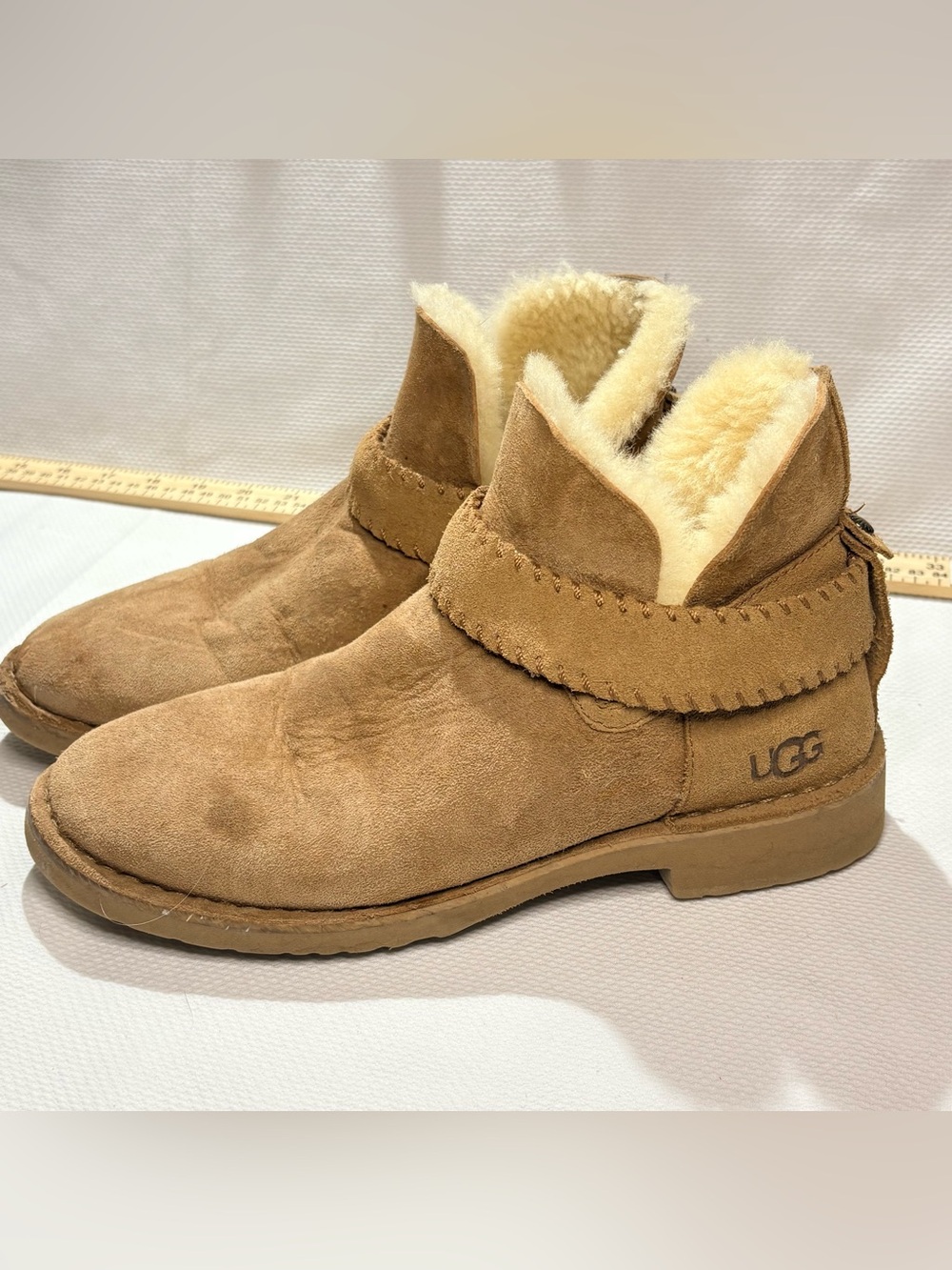UGG Chestnut Suede Shearling-Lined Ankle Booties